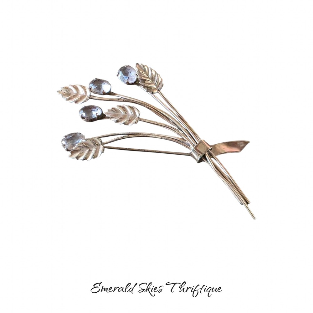 Vintage Coro sterling silver brooch floral